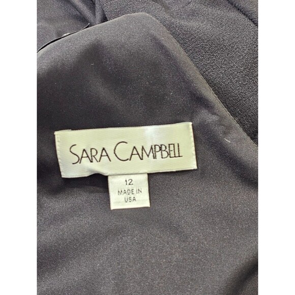 SARA CAMPBELL Women's‎ 12 Black V-Neck Short Sleeve Tie Waist Jumpsuit Romper - Picture 8 of 10